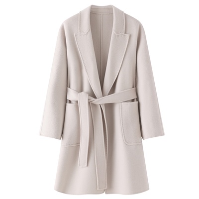 紫色高级感双面羊毛大衣女中长款