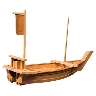 竹制豪华刺身船干冰海鲜拼盘竹木