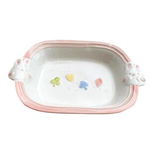 韩式可爱卡通兔子陶瓷釉下彩家用5英寸米饭碗女高颜值儿童早餐具