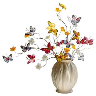 掬涵爆款仿真枯枝蝴蝶假花插花创意橱窗摆设家居花艺摄影道具摆件