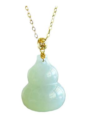 带18k金扣和田玉葫芦吊坠时尚简约项链锁骨链天然玉石挂坠女