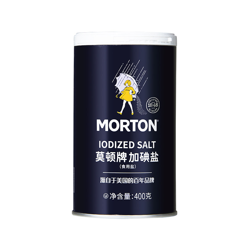MORTON莫顿牌1罐400g精制盐加碘含碘井矿盐细盐家用食用盐