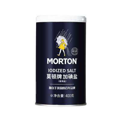 莫顿400g罐装精制加碘食用盐