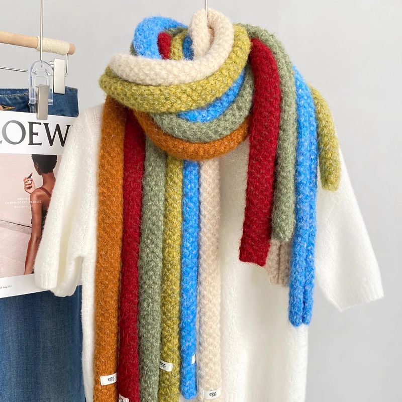 长条细窄围巾女秋冬季纯色长条保暖围脖针织毛线窄长款搭配装饰潮