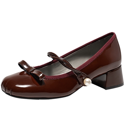 王楚然同款MIO米奥玛丽珍高跟单鞋2026春季新款圆头粗跟珍珠女鞋