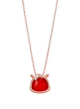 马上有钱红玛瑙小马项链女