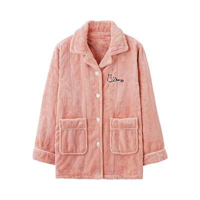 俞兆林法兰绒睡衣女款上衣单件居家秋冬天加绒加厚可外穿珊瑚绒土