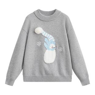 【圣诞雪人】爱法贝秋冬款女童毛衣儿童洋气针织衫小女孩圆领衫