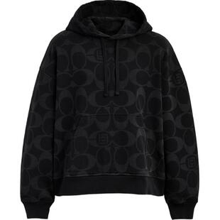 【明星同款】COACH CLOT/蔻驰奥莱男女同款老花长袖连帽卫衣休闲