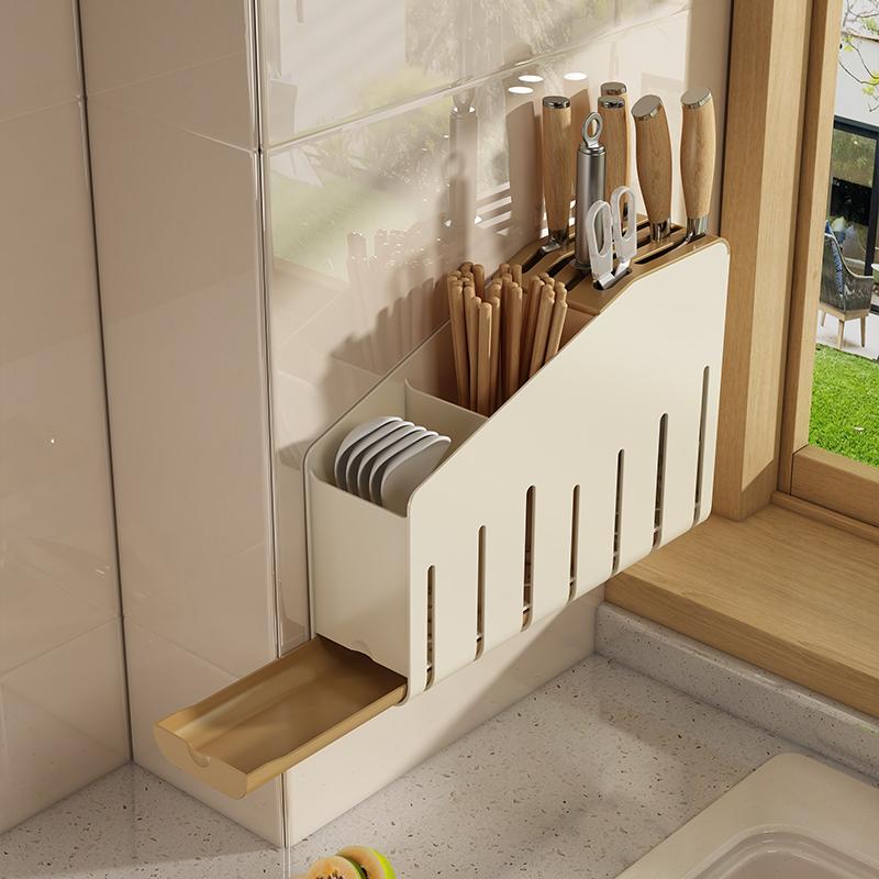 刀架置物架多功能厨房新款菜刀刀具收纳架筷筒筷子笼一体壁挂刀座