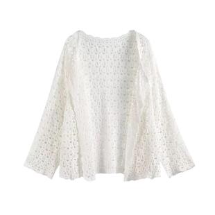 旗袍外搭披肩女夏季高贵镂空钩花短款七分袖开衫配裙子针织衫外套