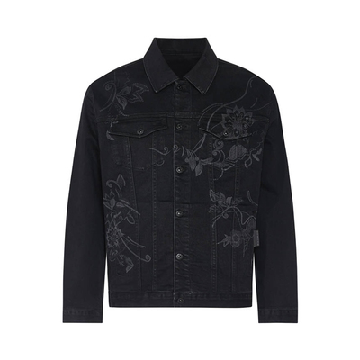 花卉印花薄款翻领牛仔夹克