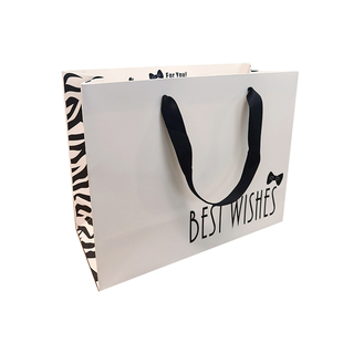 ins黑白高级感加厚礼品袋生日礼物包装袋服装手提袋纸袋定制logo