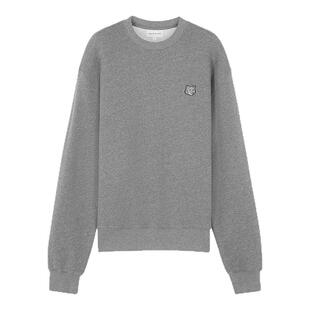 Maison Kitsune日常休闲男士小狐狸刺绣圆领长袖套头卫衣银泰百货