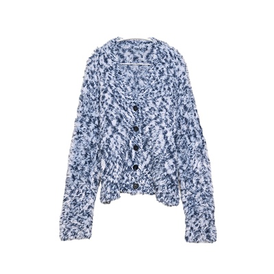 蓝色羽毛纱创意大外套