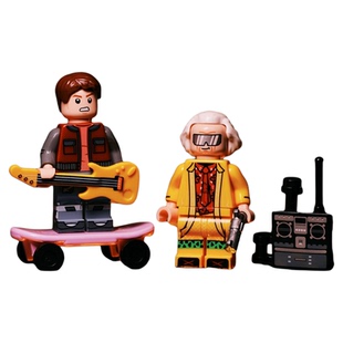 回到未来时光机布朗博士马蒂科幻电影周边第三方拼装积木人仔玩具