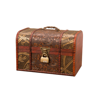 带锁复古木盒子欧式收纳盒拍摄道具创意小箱子桌面储物仿古收纳箱