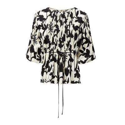 s.deer风琴褶印花宽松短袖衬衫