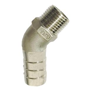 304不锈钢45度六角外丝弯头宝塔倒刺皮接135度4分6分外螺纹管接头