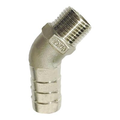 304不锈钢45度六角外丝弯头皮接