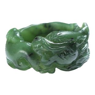 定制和田玉貔貅扳指盘龙指环可加工原创新疆白玉碧玉荷叶梅花戒指