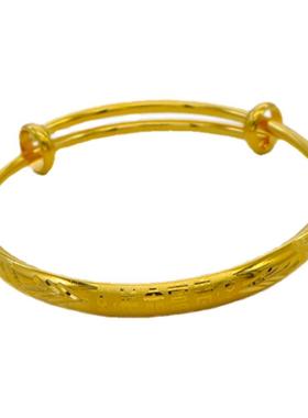 宝宝手镯越南沙金婴儿满月周月礼仿真黄金男女光面儿童镯子一对