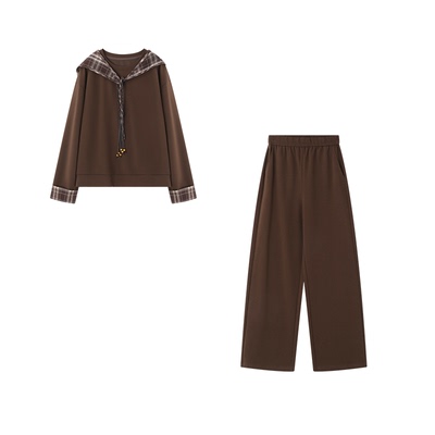 XWI欣未通勤休闲卫衣套装女2026春季松弛感假两件拼接穿搭一整套