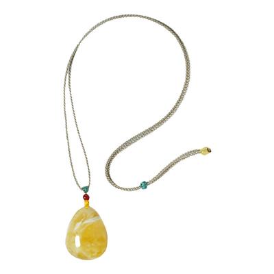 福品缘天然蜜蜡微瑕水滴吊坠