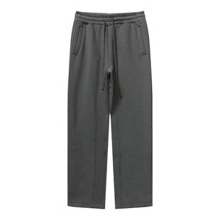 345G加绒纯色宽松直筒卫裤男欧美高街运动保暖加厚秋冬季休闲裤子