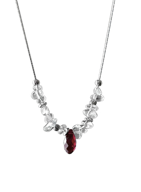 SU浮空岛「雨中红舞曲」原创S925银项链小众高级感红色水晶锁骨链