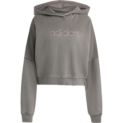 Adidas/阿迪达斯正品三叶草女士休闲短款水洗做旧套头卫衣JW7296