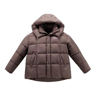 太平鸟男装 短款羽绒服男士潮流休闲连帽棕色美式面包服男
