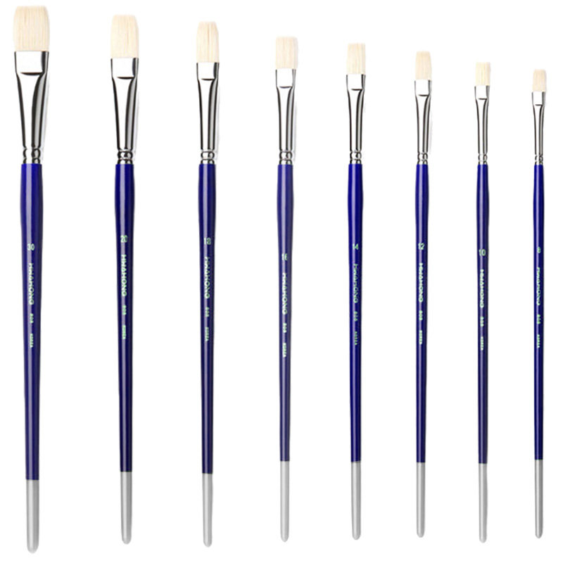 韩国 HwaHong华虹 进口平头画笔 白猪鬃油画笔丙烯笔 830系列