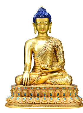 全鎏金释迦牟尼铜像摆件