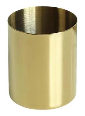 拉丝黄铜色不锈钢笔筒小花盆摆件