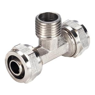 铜镀镍TF快拧正三通气动气管接头T型锁母外螺纹PB6-01/8-02/10-03