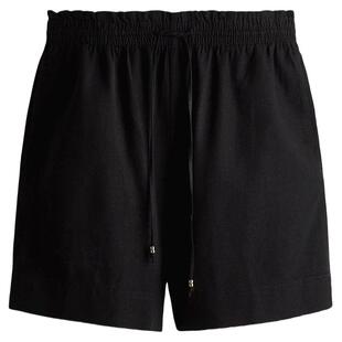 HM女装休闲裤夏季亚麻混纺通勤舒适休闲抽绳短裤1259218