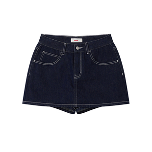 樱桃KIRSH韩系短款白色牛仔裙裤女夏2025新款百搭A字高腰修身短裤