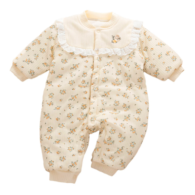 宝宝冬季款夹棉连体衣满月百天服