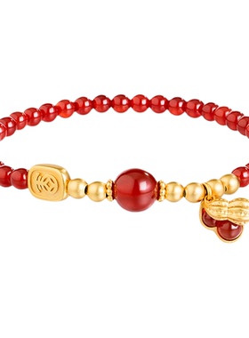 阿吉豆手链女S925银花生玛瑙手串