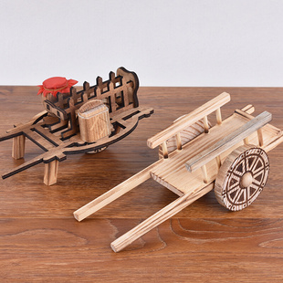 竹木工艺品汽车摆件马车模型茶几卧室摆设创意家居装 饰品木制轿子