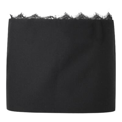 ourhour拼接睫毛蕾丝西装短裙