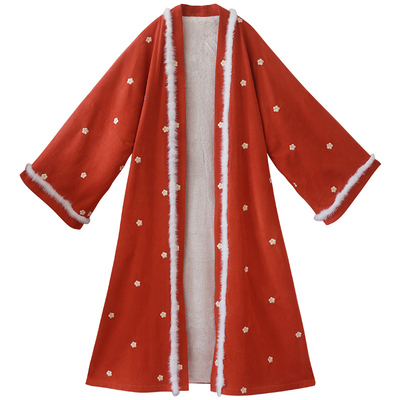 改良汉服女冬装红色宋制对襟长袄