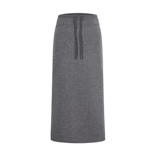 MosesQueen魔西女王灰色半身裙女春季休闲卫裙高腰后开叉直筒长裙