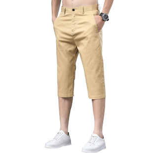 罗蒙七分休闲短裤男士夏季薄款宽松直筒中裤子西裤男款纯棉7分裤