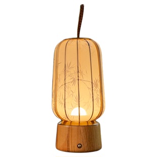 物几竹影中式床头台灯吧台装饰可移动无线桌灯充电触摸氛围夜灯