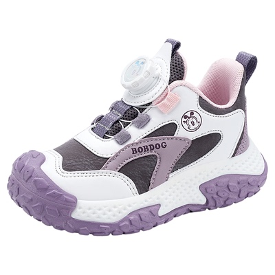 巴布豆皮面防水防踢小女孩运动鞋