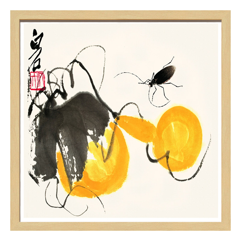 浴室卫生间中式风齐白石防水画