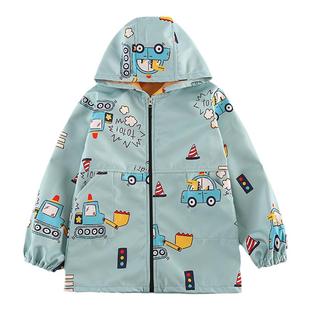冬季儿童防水罩衣新款防脏拉链保暖外套男孩女童护衣吃饭中大童