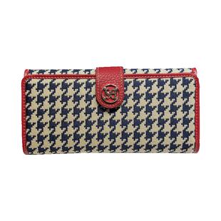 韩版轻便长款钱包放手机2025新款时尚千鸟格大钞夹配真皮手拿包女